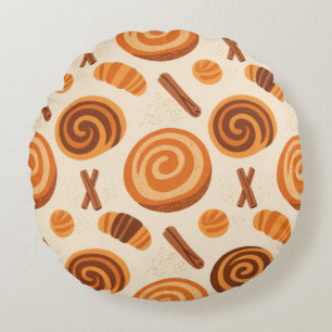 Cinnamon Swirls Throw Blanket – Warm Autumn Round Cushion