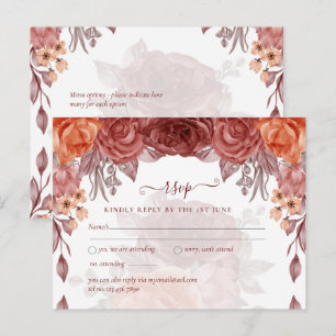 Cinnamon Terracotta FALL Floral Botanical WEDDING Postcard