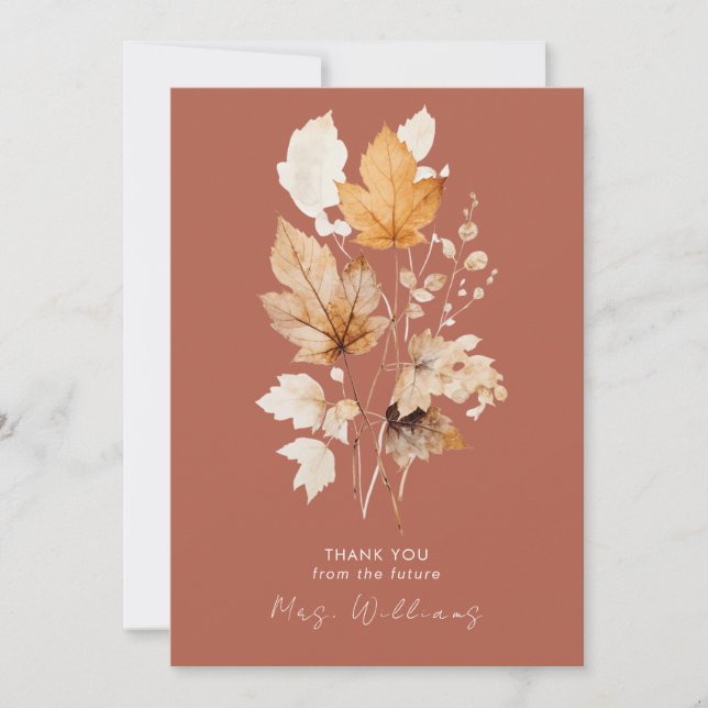 Cinnamon Whispers of Fall Bridal Shower Thank You Card (Front)