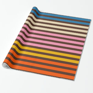 Cinq Stripe Retro Modern Striped Pattern  Wrapping Paper