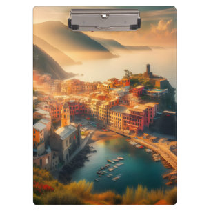 Cinque Terre Beach Italy Vintage Europe Travel Clipboard