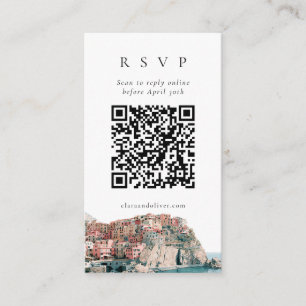 Cinque Terre Cliffside Village QR Code RSVP Card