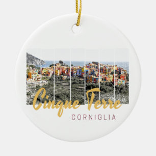 Cinque Terre Corniglia Riomaggiore Italian Vintage Ceramic Ornament