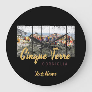 Cinque Terre Corniglia Riomaggiore Italian vintage Large Clock