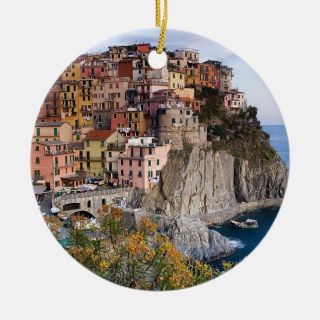 Cinque Terre, Italy Ceramic Tree Decoration (Front)