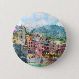 Cinque Terre Italy in the Italian Riviera 6 Cm Round Badge