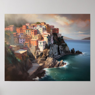 Cinque Terre Italy Landscape Art Print Poster