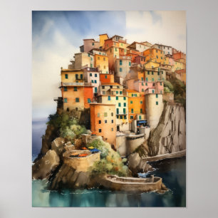 Cinque Terre Italy Landscape Art Print Poster