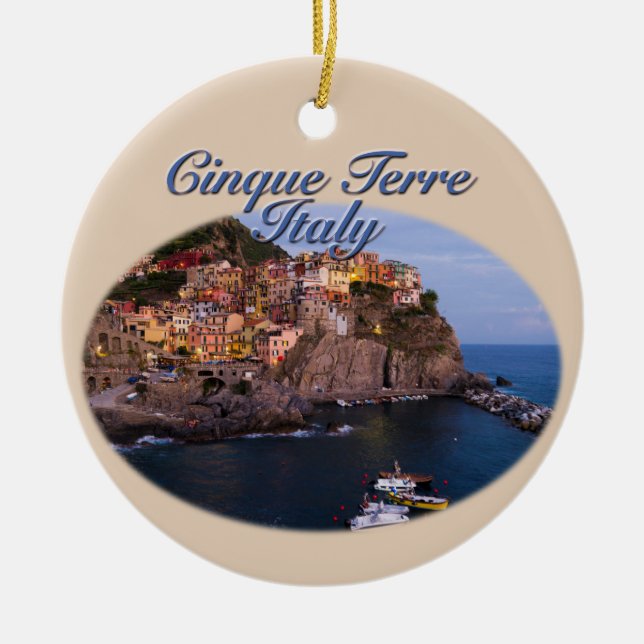 Cinque Terre, Italy: Romantic Evening Ceramic Ornament (Front)