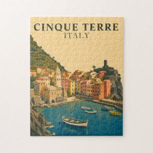 Cinque Terre Italy Vintage Travel Italian Riviera Jigsaw Puzzle