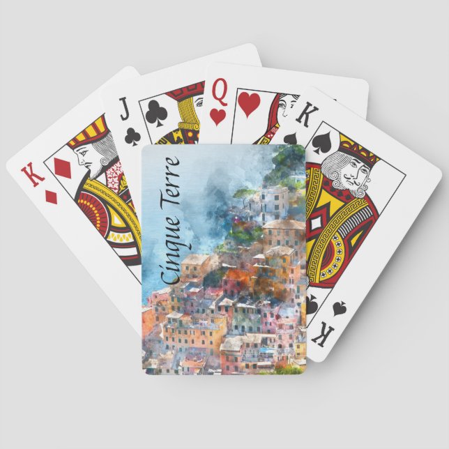 Cinque Terre Italy Watercolor Playing Cards (Back)