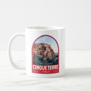 Cinque Terre Italy Watercolor Vintage  Coffee Mug