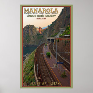 Cinque Terre Railway at Manarola Poster