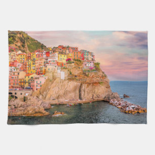 Cinque Terre, Sunset Tea Towel