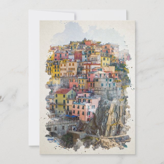 Cinque Terre Watercolor Art  (Front)