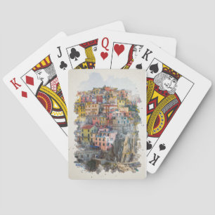 Cinque Terre Watercolor Art Playing Cards