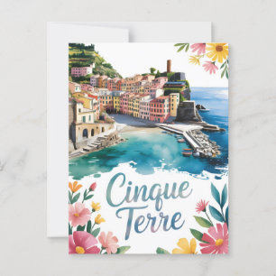 Cinque Terre watercolor Postcard