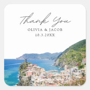 Cinque Terre Wedding Vernazza Italy Thank You Square Sticker