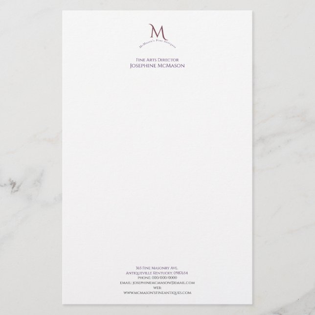 Cinzel Monogram Business Stationery (Front)