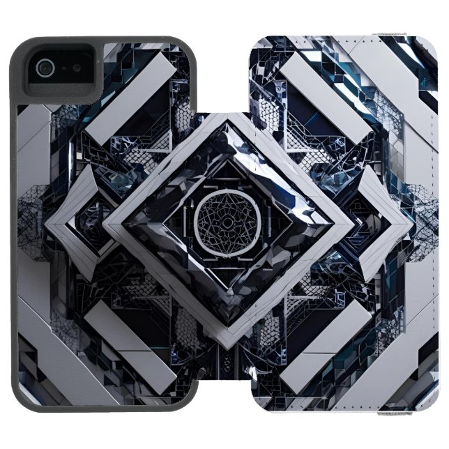 Cipher of the Fold: Meta-Structure in Glacial Tone Incipio iPhone Wallet Case (Folio Open)