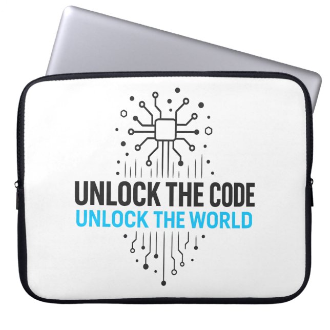 Cipher Revolution: Abstract Digital World Access  Laptop Sleeve (Front)