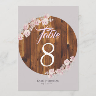 Circ Rustic Floral Light Strings Wood Table Number