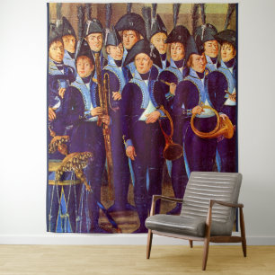 circa 1800 European military musicians print Tapestry