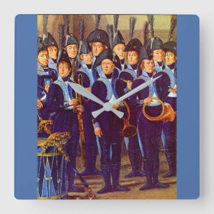 circa 1800 European military musicians Square Wall Clock