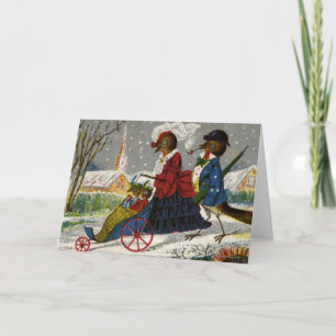 Circa 1870: The Robin family take a stroll Holiday Card