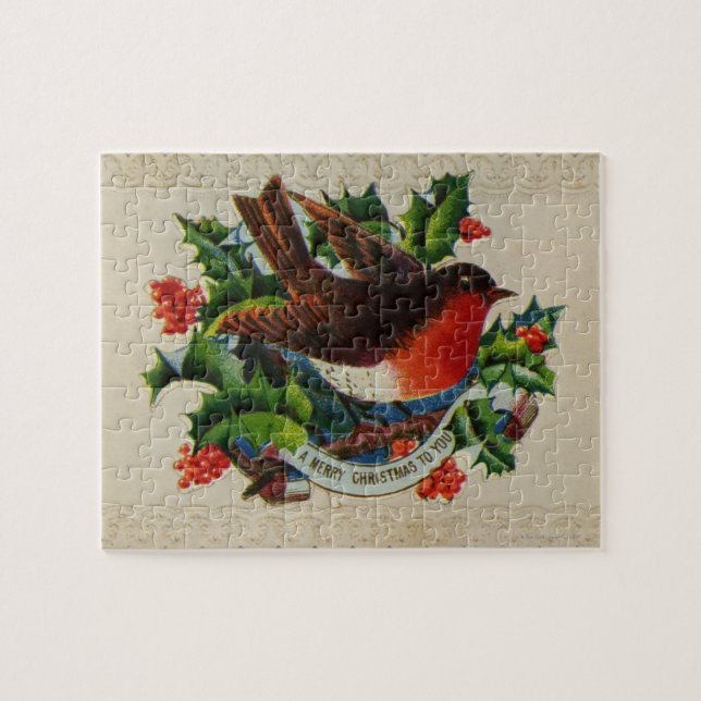 Circa 1900: A traditional Christmas robin Jigsaw Puzzle (Horizontal)
