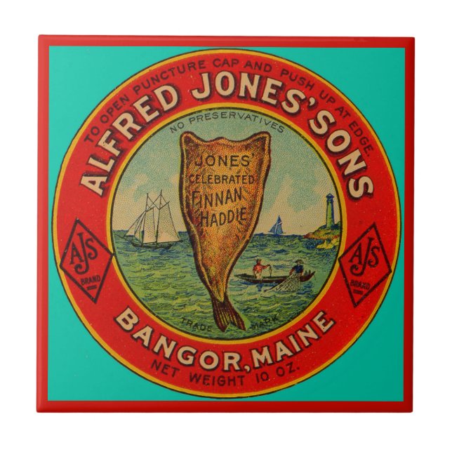 circa 1900 Alfred Jones Sons Finnan Haddie label Ceramic Tile (Front)