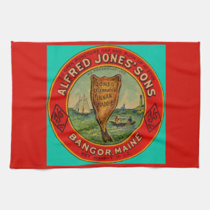 circa 1900 Alfred Jones Sons Finnan Haddie label Tea Towel