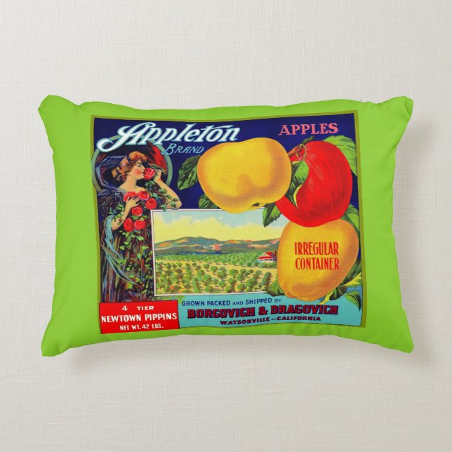 circa 1900 Appleton Apples crate label print Decorative Cushion (Front)