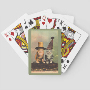 circa 1900 cats in hats RPPC Playing Cards