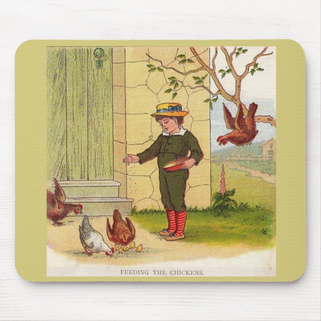 circa 1900 Feeding the Chickens Mouse Pad (Front)