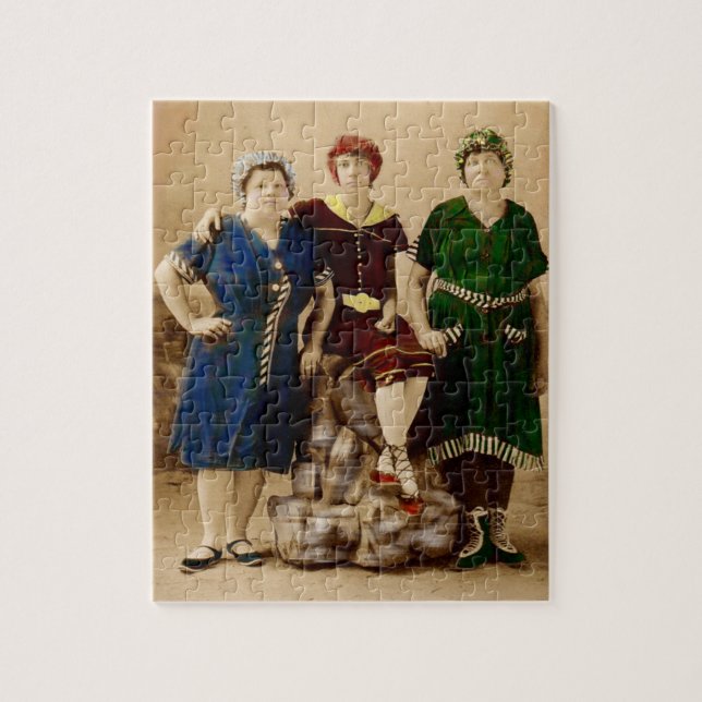 circa 1910 Atlantic City bathing beauties RPPC Jigsaw Puzzle (Vertical)