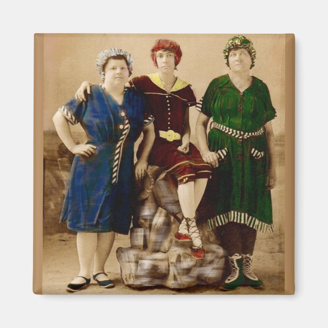 circa 1910 Atlantic City bathing beauties RPPC Magnet (Front)