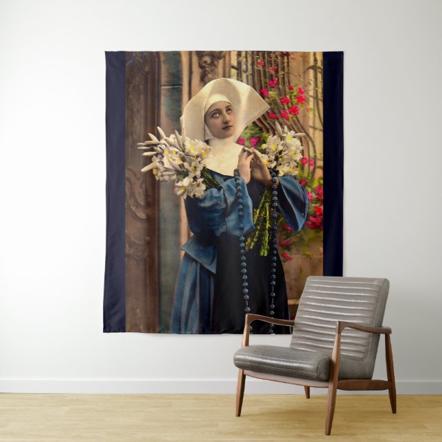 circa 1910 blue nun tapestry (In Situ)