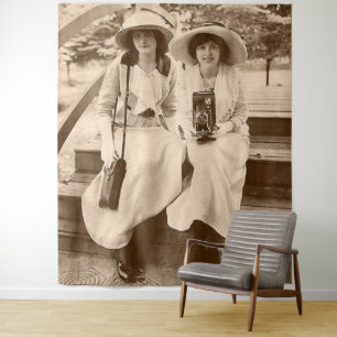 circa 1910 camera girls print tapestry