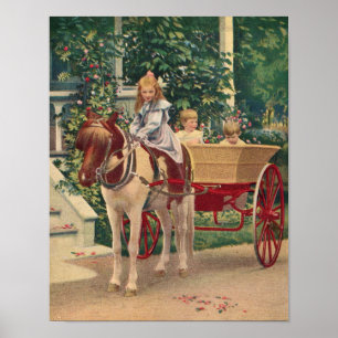circa 1910 children and horse-drawn cart poster