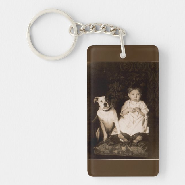 circa 1910 pitbull and baby key ring (Front)