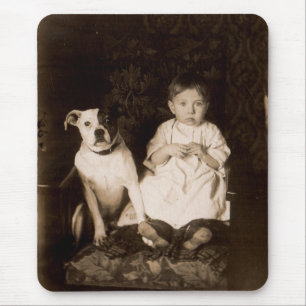 circa 1910 pitbull and baby RPPC Mouse Pad
