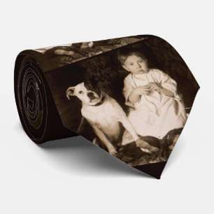 circa 1910 pitbull and baby RPPC print Tie