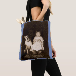 circa 1910 pitbull and baby RPPC Tote Bag