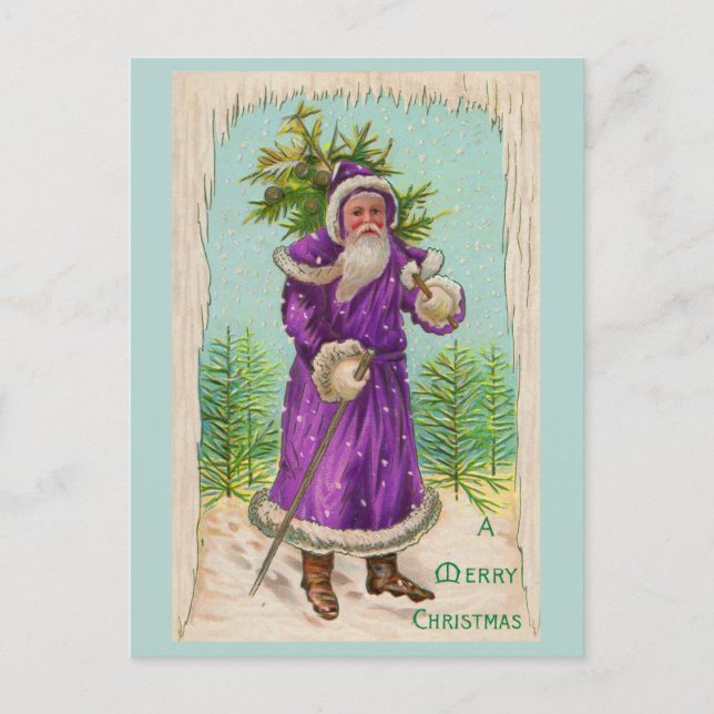 circa 1910 Santa Claus in purple robe Postcard (Front)