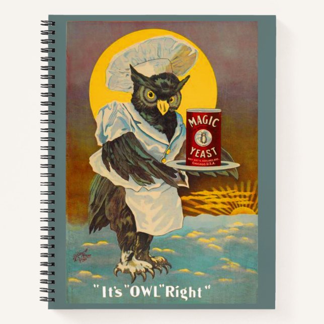 circa 1912 Magic Yeast owl ad print Notebook (Front)