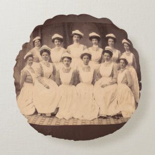 circa 1914 nursing school graduates round cushion