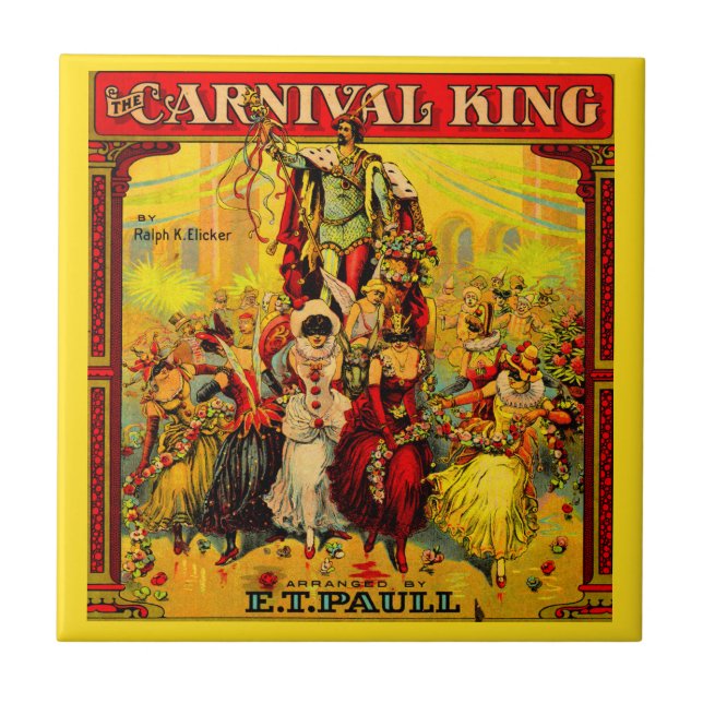 circa 1915 sheet music The Carnival King Ceramic Tile (Front)