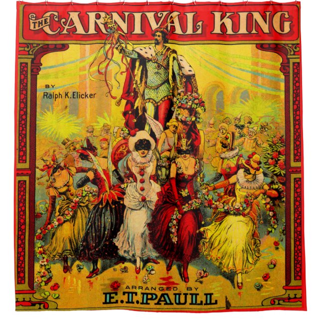 circa 1915 sheet music The Carnival King Shower Curtain (Front)