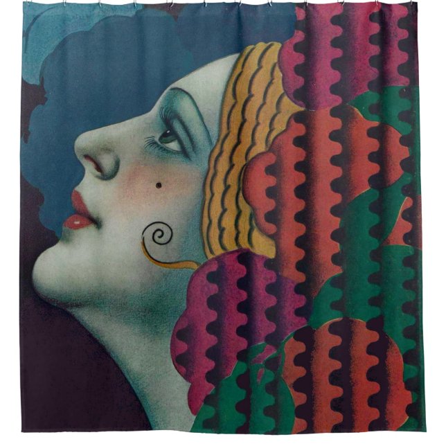 circa 1930 art deco woman print shower curtain (Front)